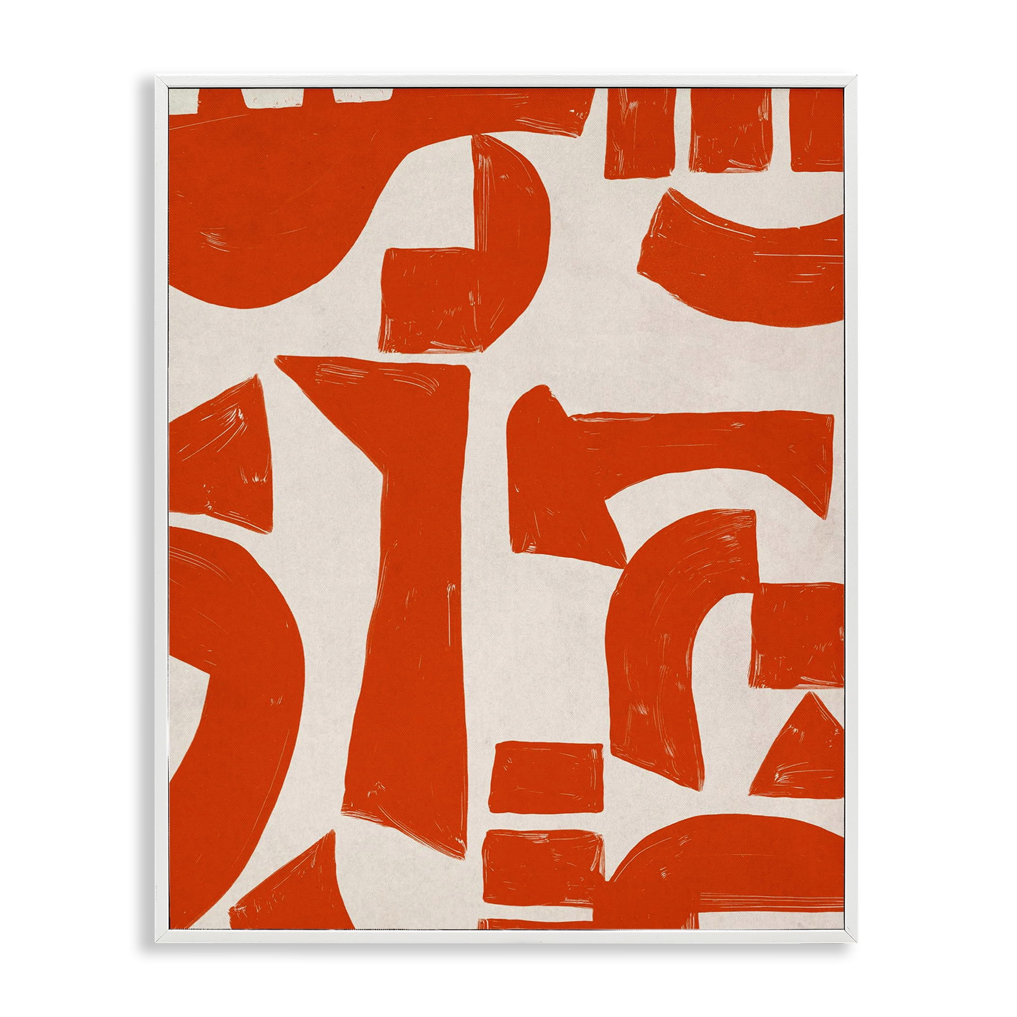 Stupell Industries Red Asymmetrical Shapes Abstract Painting White Framed Art Print Wall Art, 16 x 20