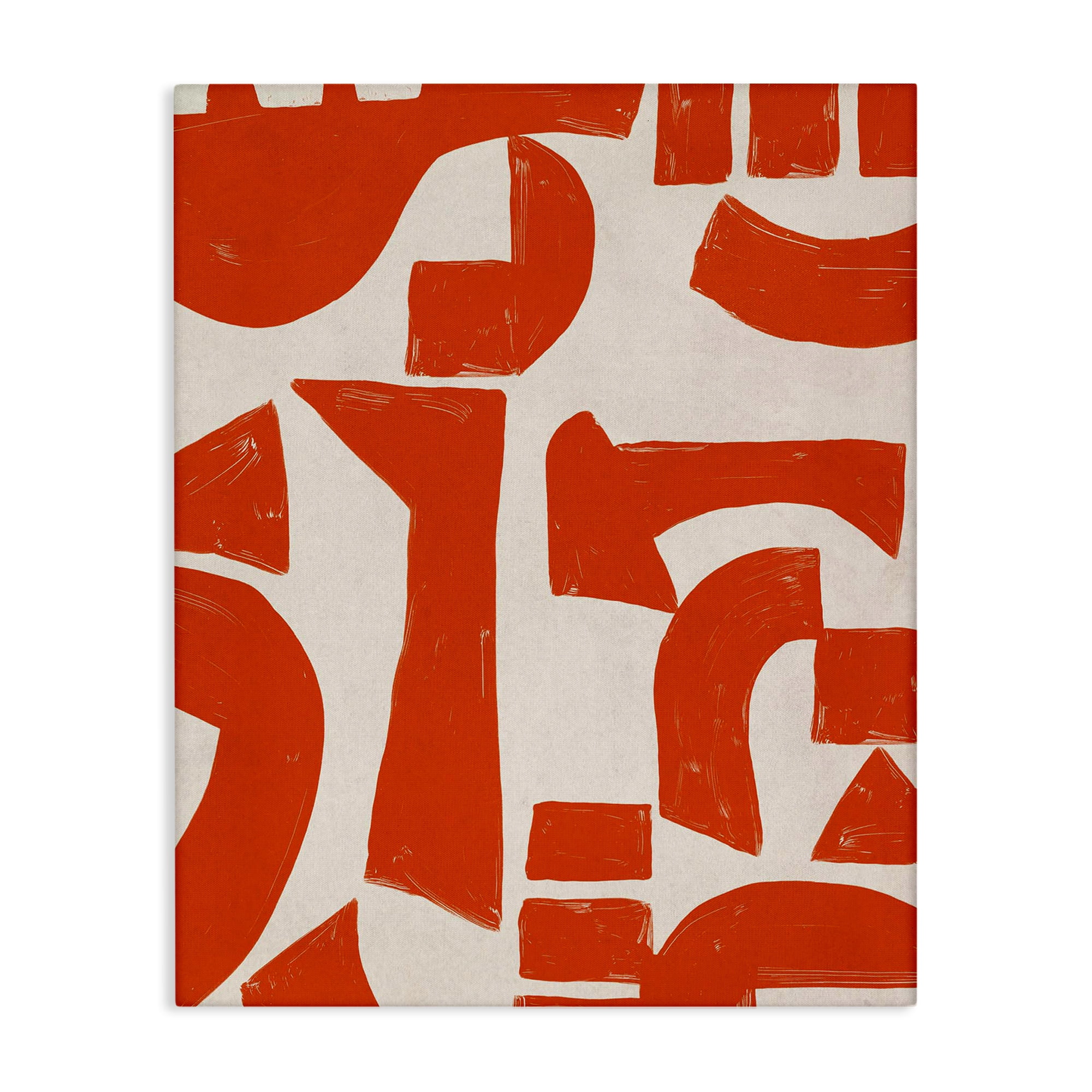 Stupell Industries Red Asymmetrical Shapes Abstract Painting Wrapped Canvas Art Print Wall Art, 16 x 20