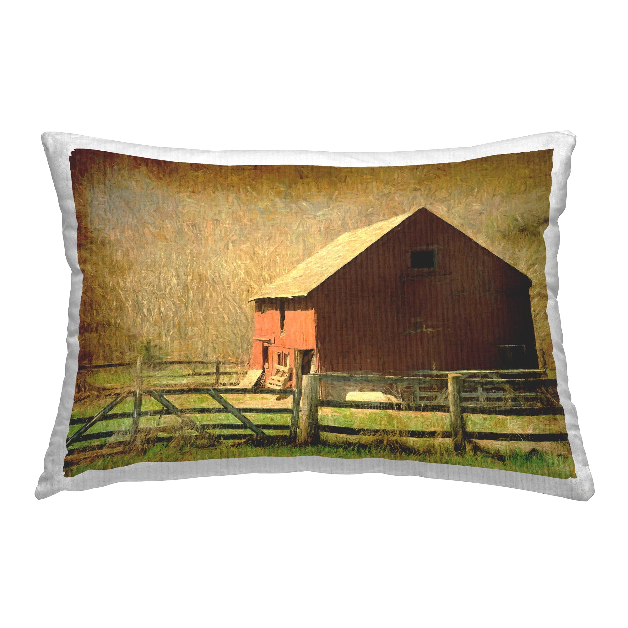 Stupell Industries Red Barn Distressed Pattern Decorative Printed Throw Pillow Design by Graffitee Studios.