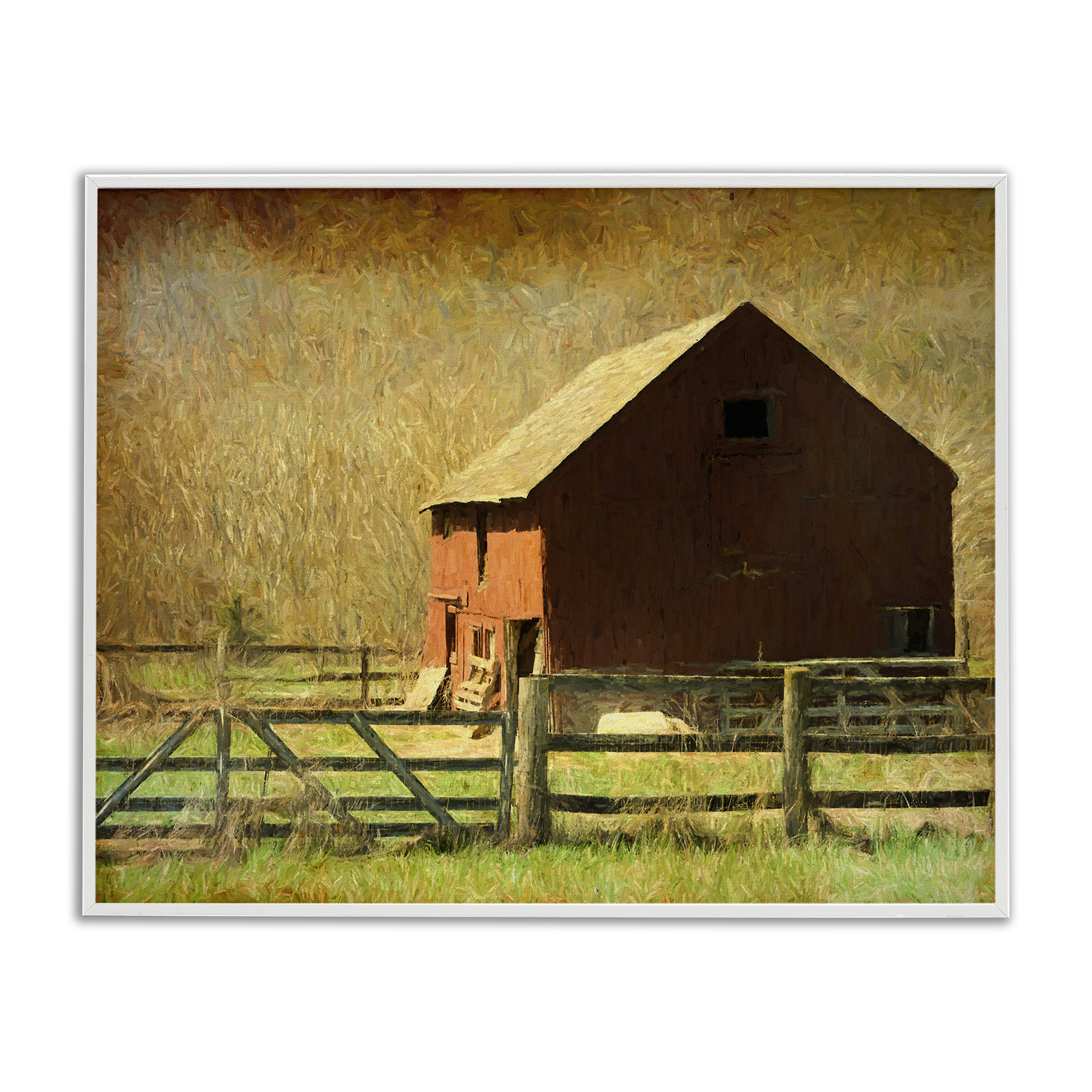 Stupell Industries Red Barn Distressed Pattern Landscape & Nature ...