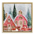 thumbnail image 1 of Stupell Industries Red Barn Santa Delivery Gold Framed Floater Canvas Wall Art design by Jesse Keith, 25 x 25, 1 of 9