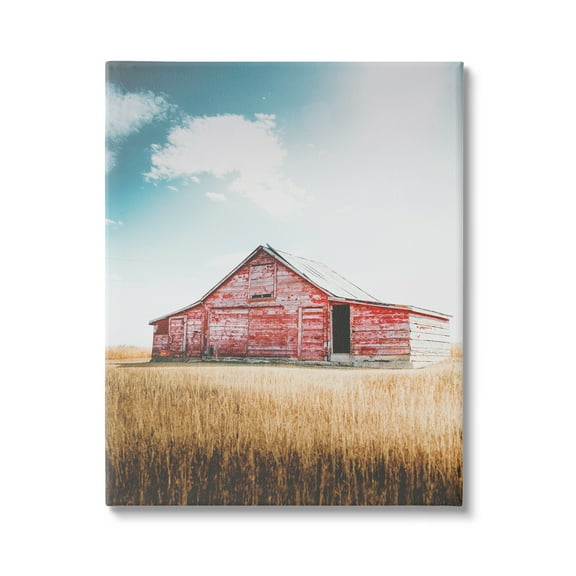 Stupell Industries Red Barn in Countryside Nature Photography Gallery Wrapped Canvas Print Wall Art, 30 x 40