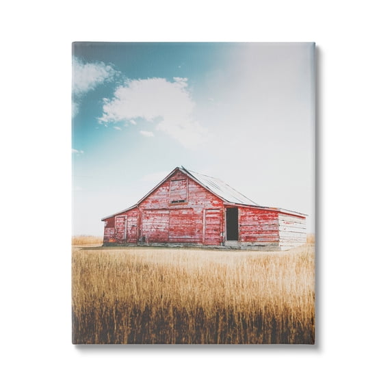Stupell Industries Red Barn in Countryside Nature Photography Gallery Wrapped Canvas Print Wall Art, 36 x 48
