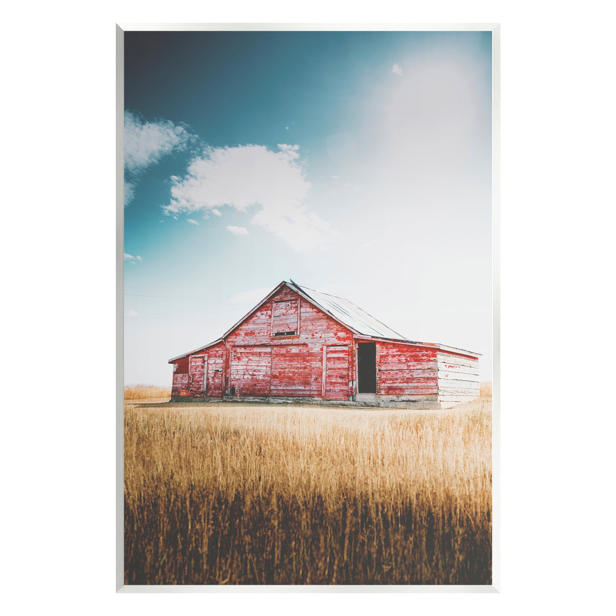 Stupell Industries Red Barn in Countryside Nature Photography Unframed Art Print Wall Art, 13 x 19