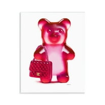 Stupell Industries Red Bear & Purse Fashion Painting Unframed Art Print Wall Art, 11 x 14