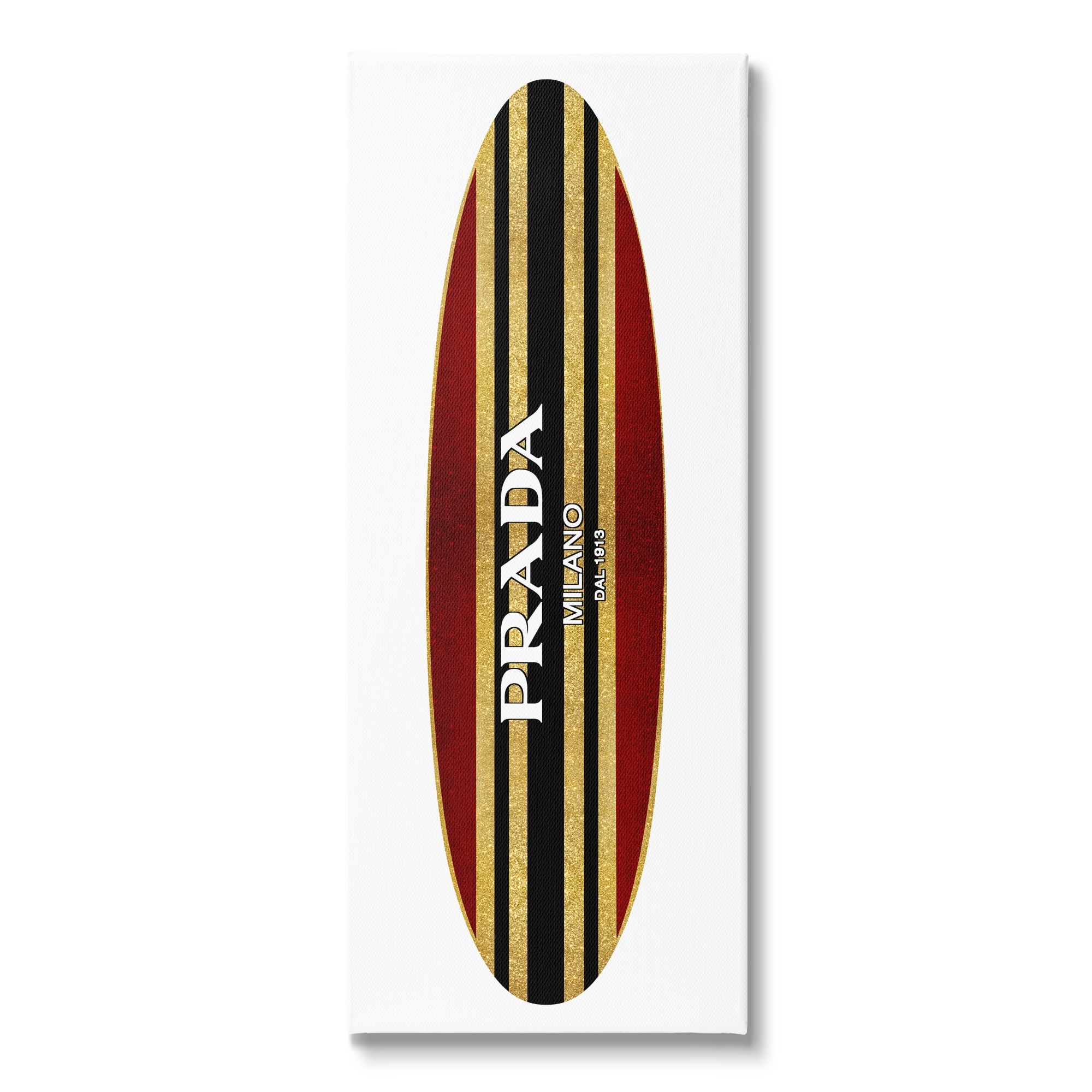 Stupell Industries Red Black Fashion Stripes Trendy Designer Surfboard Canvas Wall Art, 17 x 40, Design by Madeline Blake