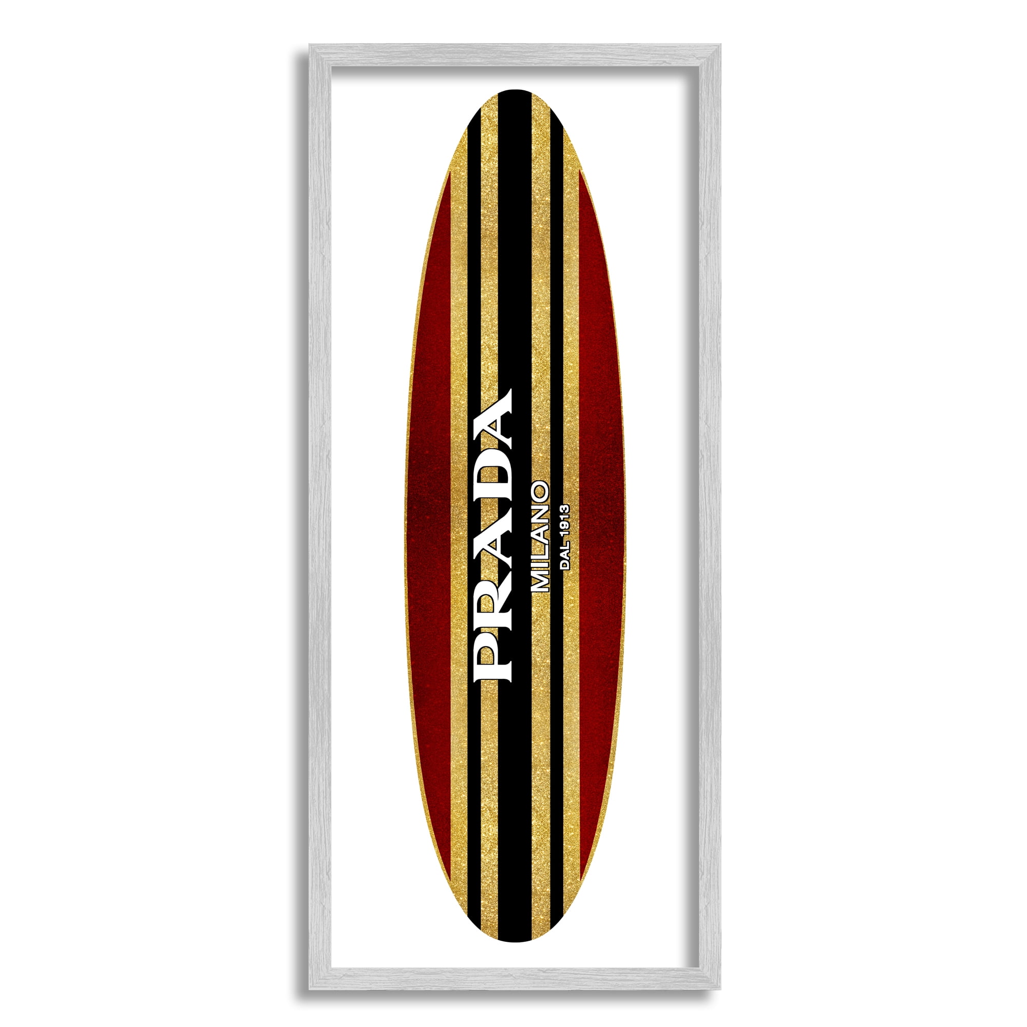Red Black Fashion Stripes Trendy Designer Surfboard Beauty & Fashion Graphic Art Framed Art Print Wall Art