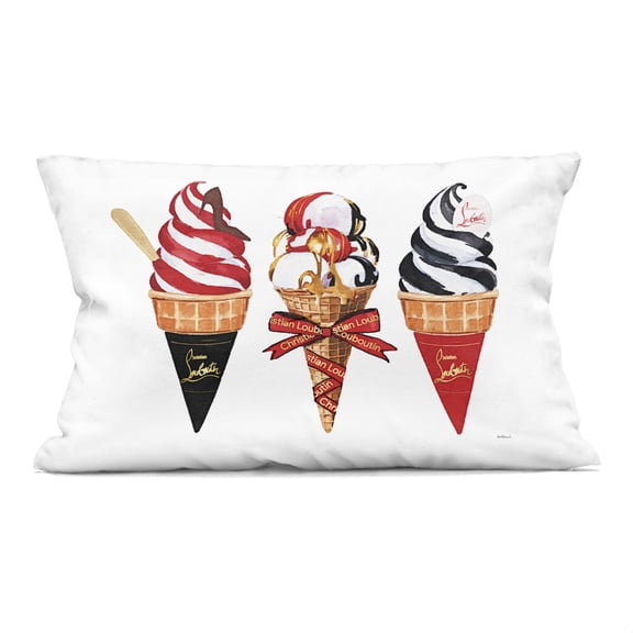 Stupell Industries Red & Black Ice Cream Cones Decorative Printed Throw Pillow design by Amanda Greenwood, 14 x 7 x 20