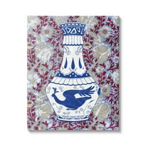 Stupell Industries Red & Blue Baroque Vase Pattern Botanical & Floral Painting Gallery Wrapped Canvas Print Wall Art