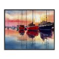 thumbnail image 1 of Stupell Industries Traditional Red & Blue Boats at Sunset Black Framed Giclee Art, 30 x 24, by Franklyn Gregory, 1 of 8