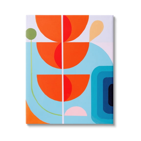 Stupell Industries Red & Blue Modern Shapes Abstract Painting Gallery Wrapped Canvas Art Print Wall Art, 16 x 20