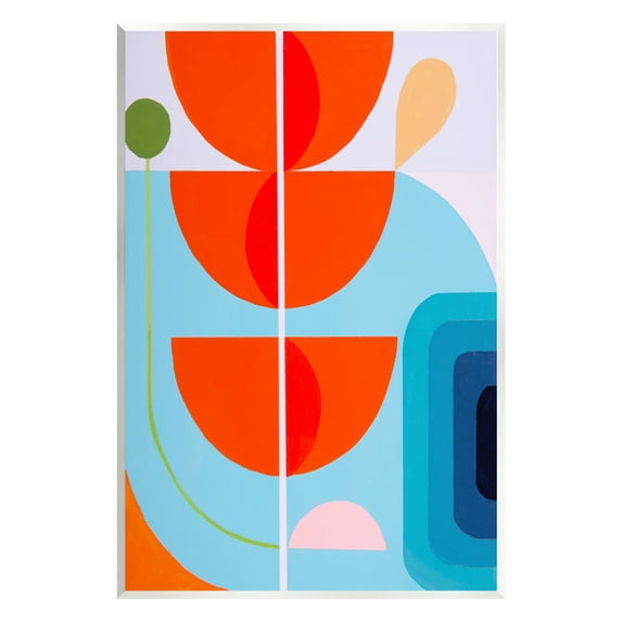 Stupell Industries Red & Blue Modern Shapes Abstract Painting Unframed Art Print Wall Art, 10 x 15