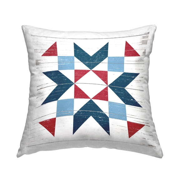 Stupell Industries Red & Blue Rustic Shapes Pattern Square Decorative Printed Throw Pillow, 18 x 18,