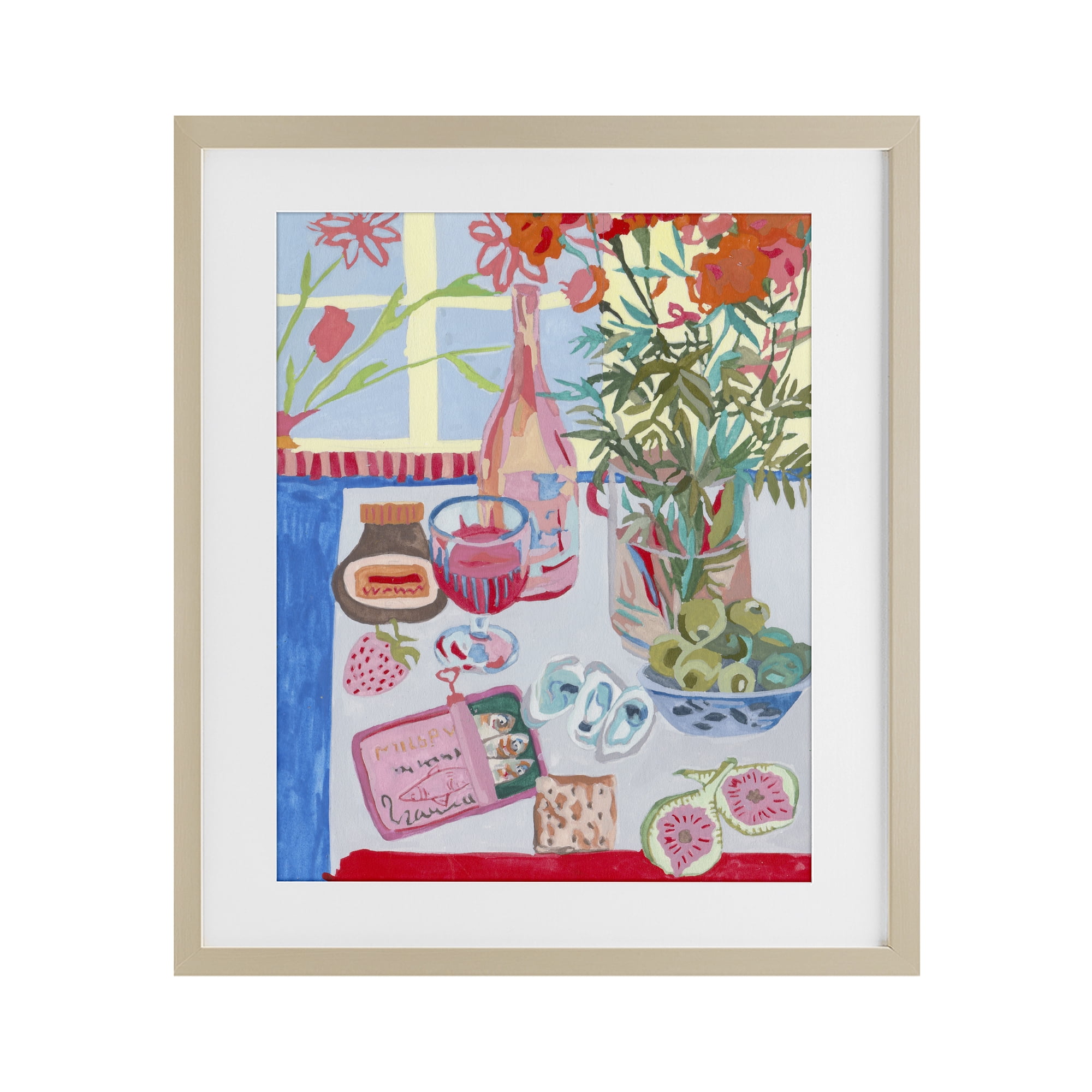 Stupell Industries Red & Blue Table Setting Birch Framed Print Under Glass, design by Melissa Wang