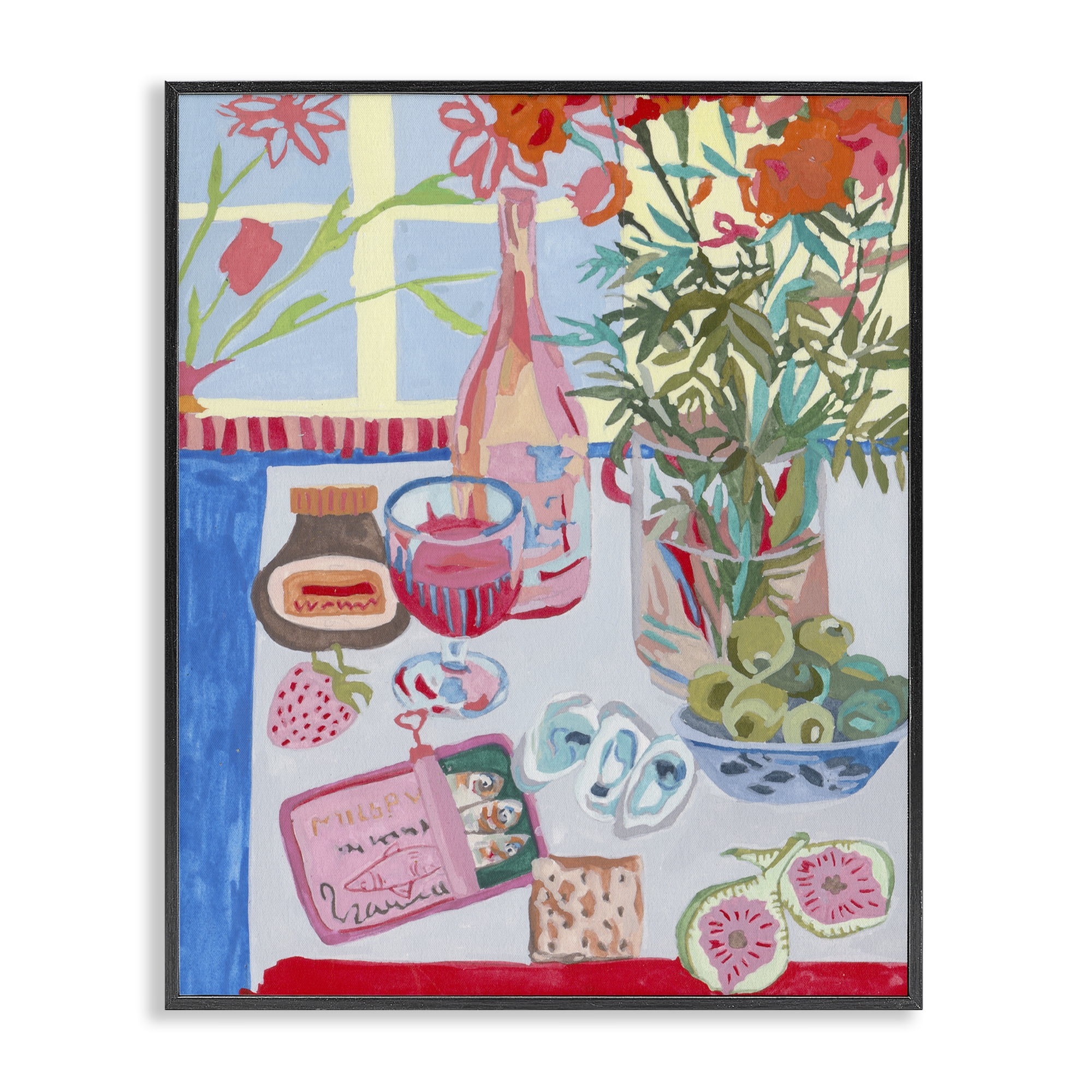 Stupell Industries Red & Blue Table Setting Black Framed Giclee Art, design by Melissa Wang
