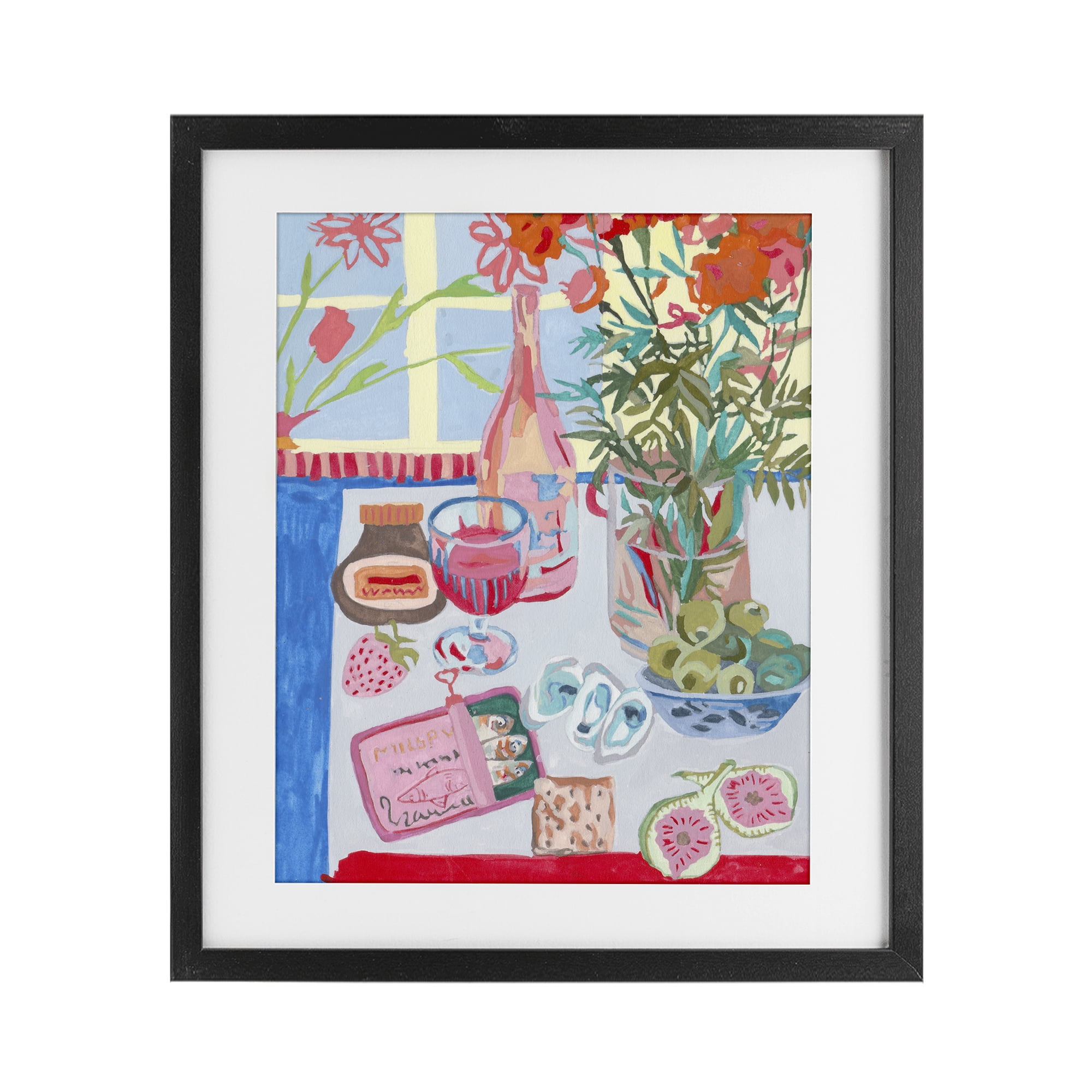 Stupell Industries Red & Blue Table Setting Black Framed Print Under Glass, design by Melissa Wang