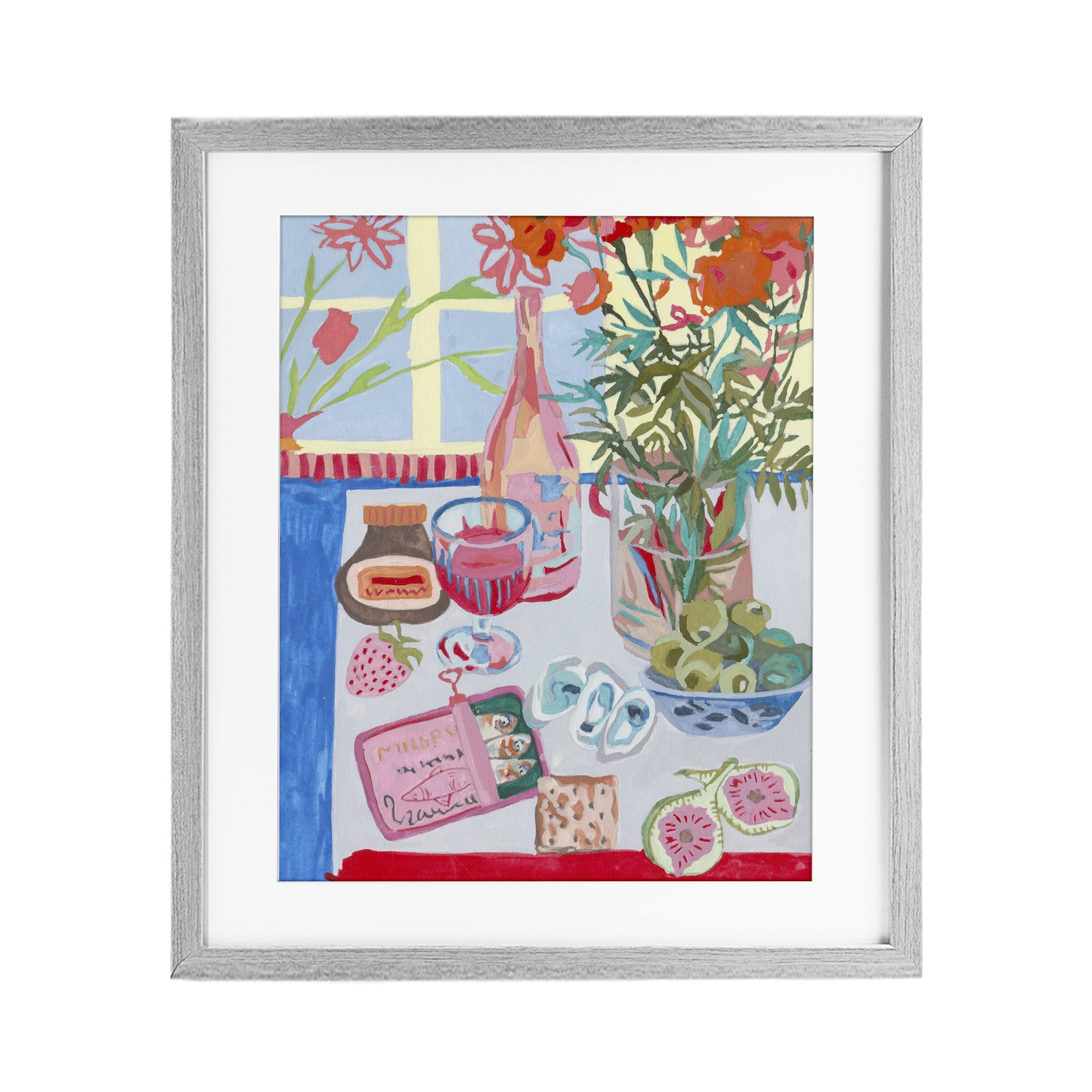 Stupell Industries Red & Blue Table Setting Gray Framed Print Under Glass, design by Melissa Wang