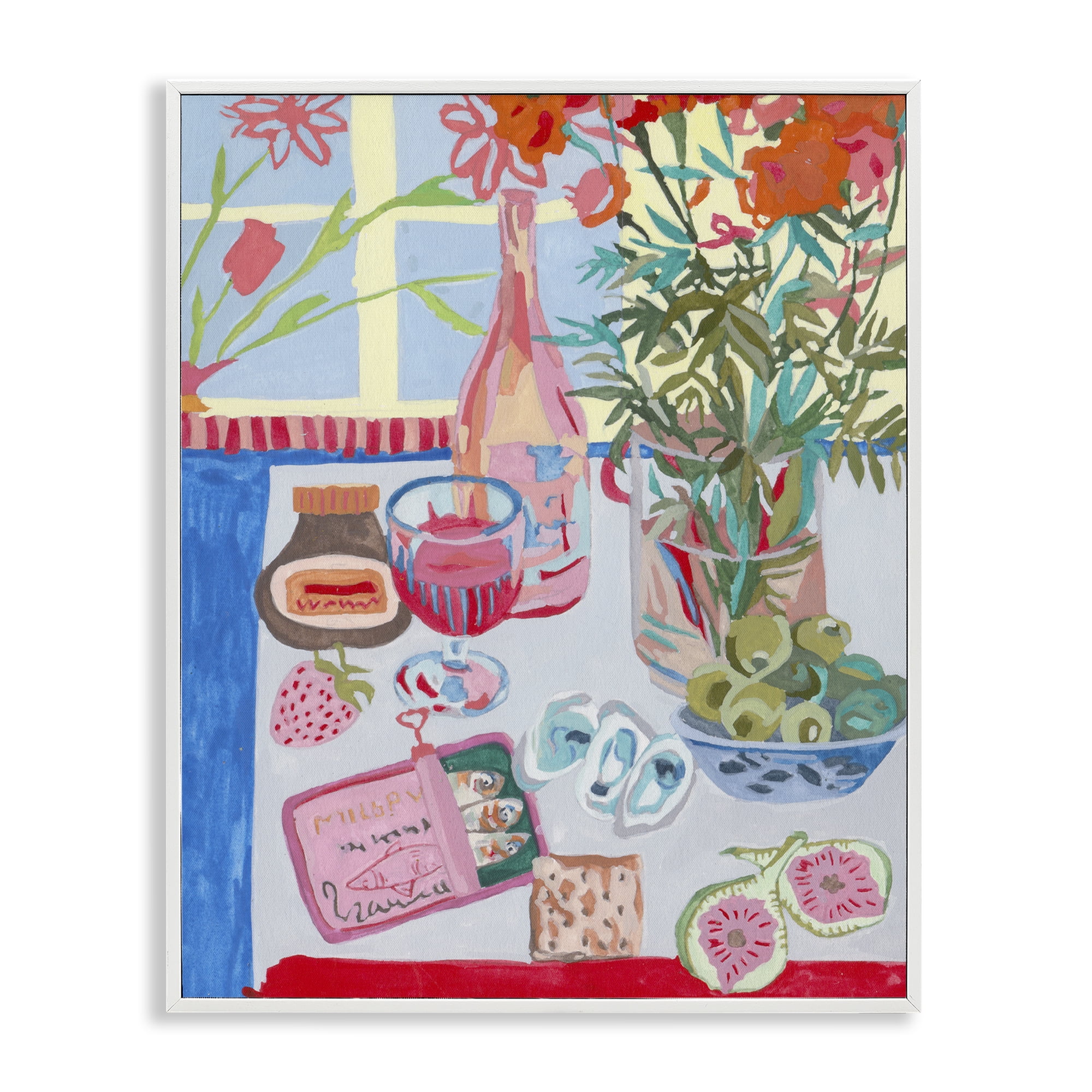 Stupell Industries Red & Blue Table Setting White Framed Giclee Art, design by Melissa Wang