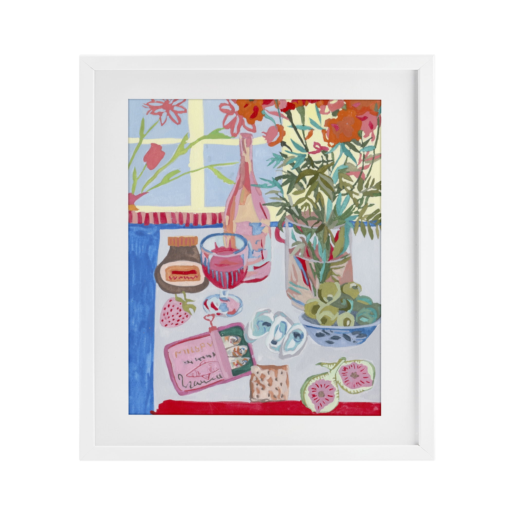 Stupell Industries Red & Blue Table Setting White Framed Print Under Glass, design by Melissa Wang