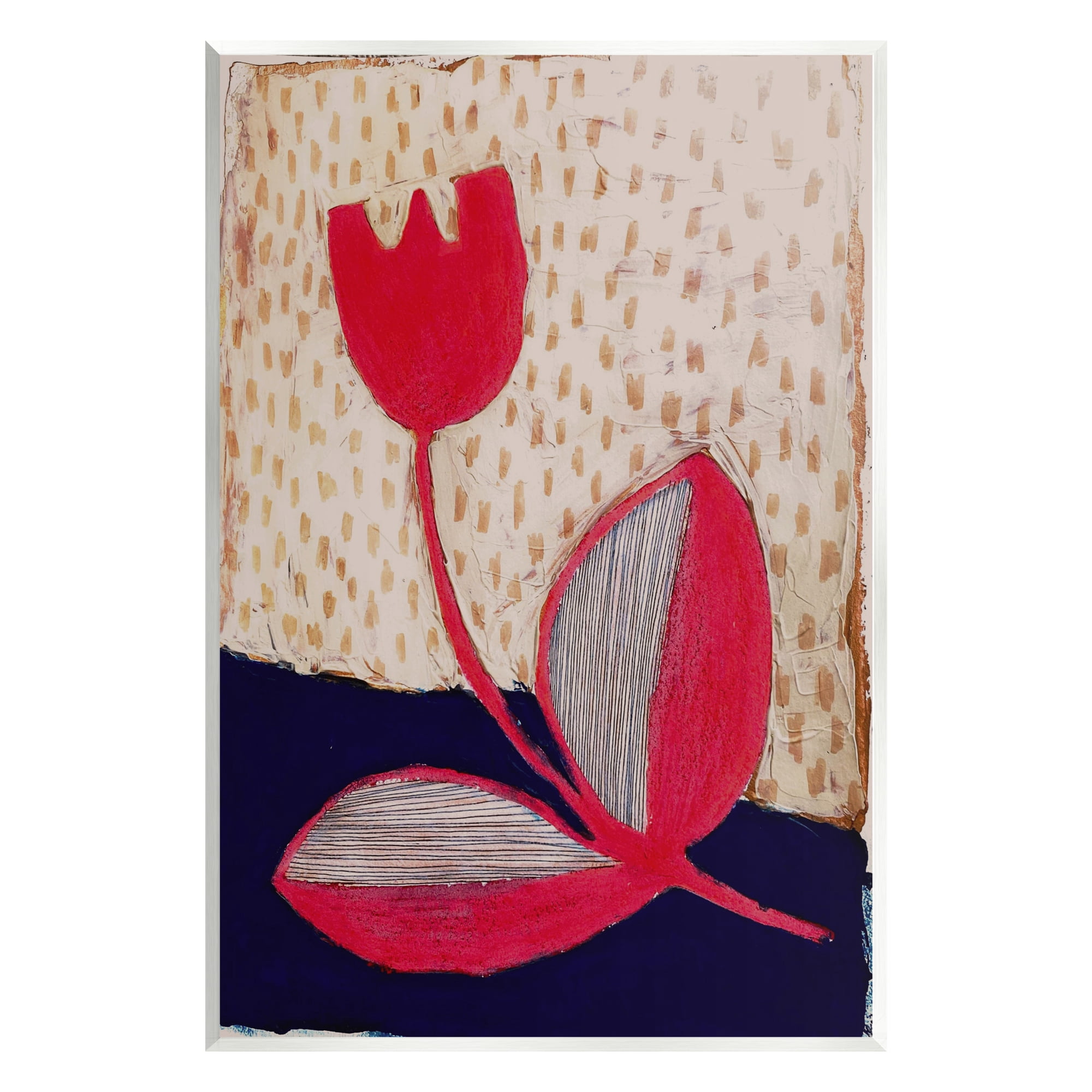 Stupell Industries Red Boho Flower Botanical & Floral Painting Unframed Art Print Wall Art, 13 x 19