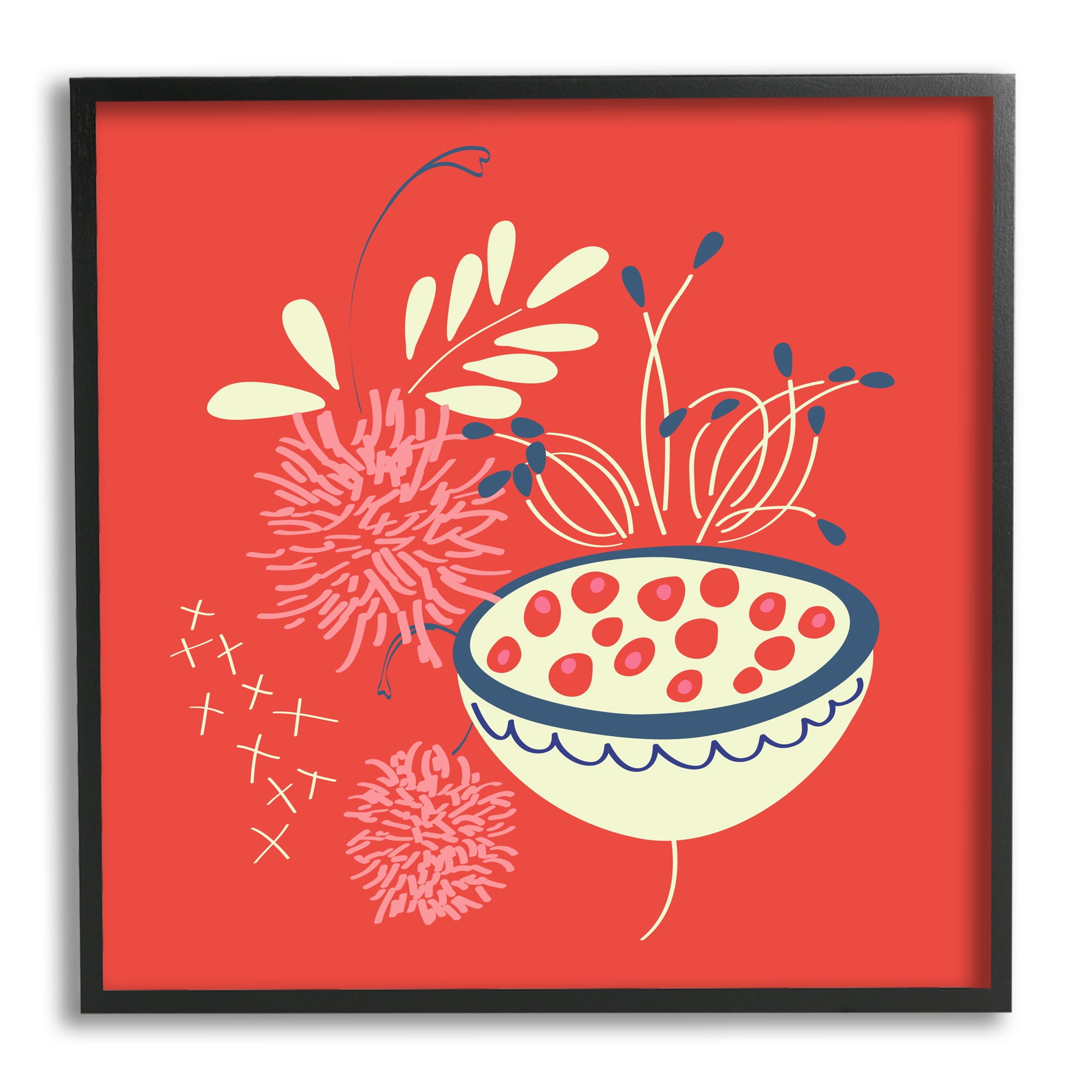 Stupell Industries Red Botanical Seeds Botanical & Floral Painting Black Framed Art Print Wall Art, 17 x 17