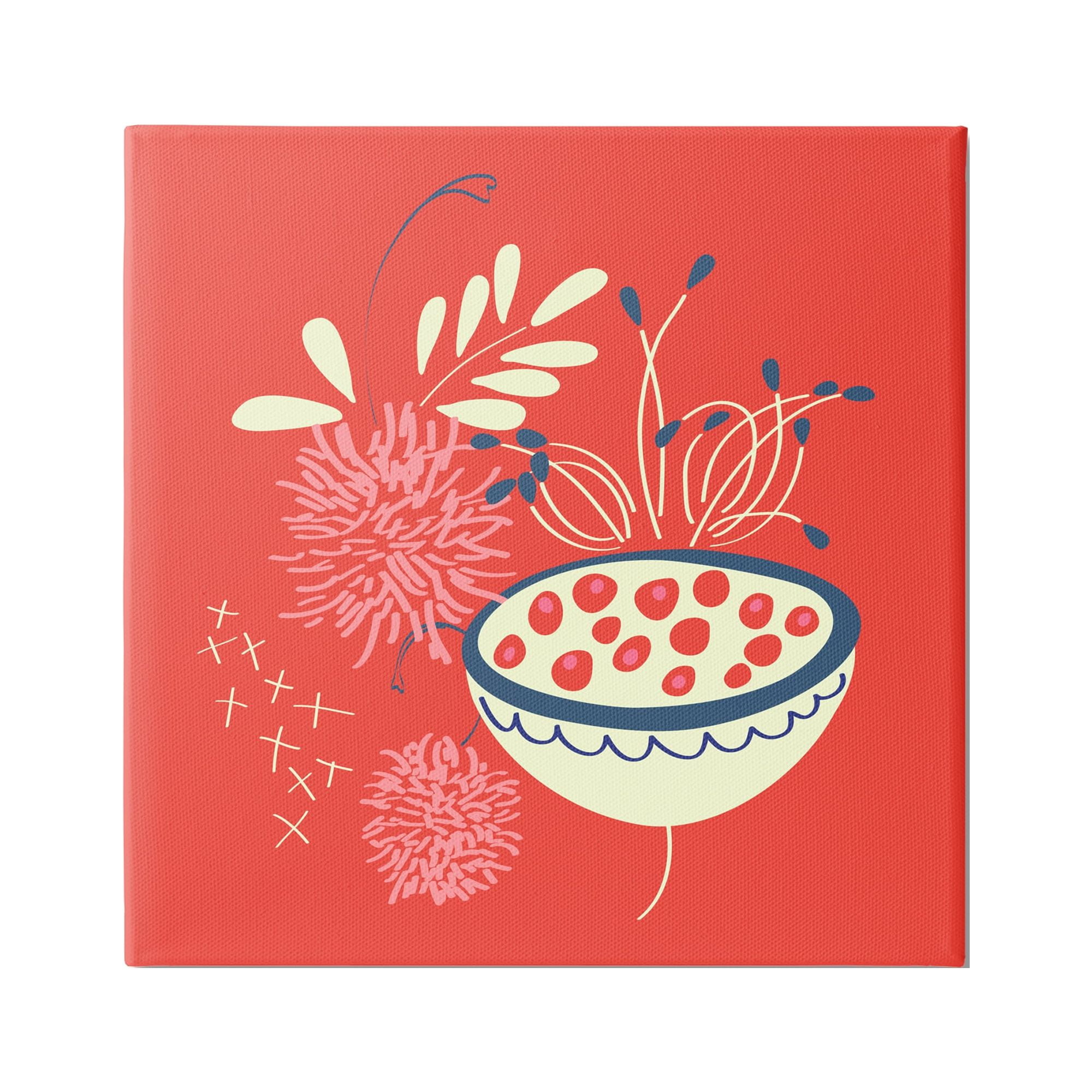 Stupell Industries Red Botanical Seeds Botanical & Floral Painting Gallery Wrapped Canvas Art Print Wall Art, 30 x 30
