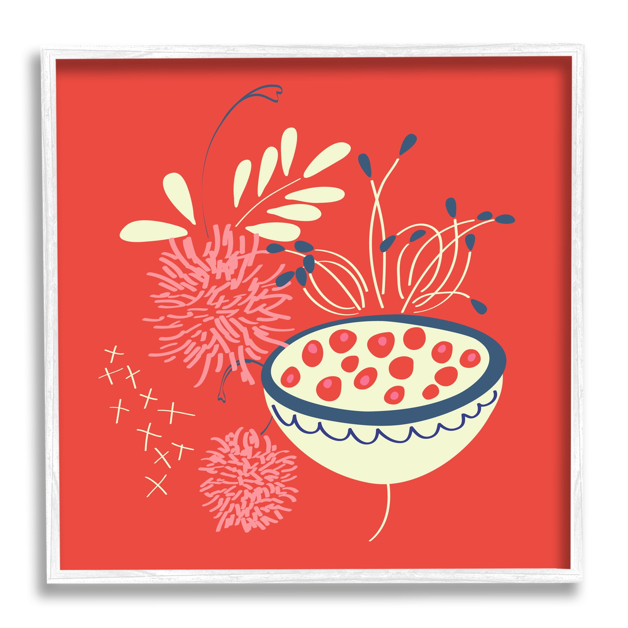 Stupell Industries Red Botanical Seeds Botanical & Floral Painting White Framed Art Print Wall Art, 12 x 12