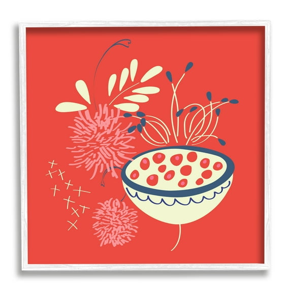 Stupell Industries Red Botanical Seeds Botanical & Floral Painting White Framed Art Print Wall Art, 17 x 17