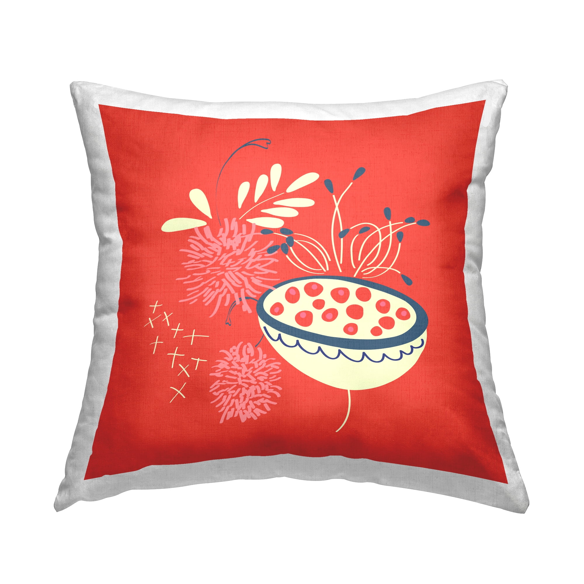 Stupell Industries Red Botanical Seeds Decorative Printed Throw Pillow, 18 x 18