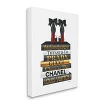 Stupell Industries Red Bottom Heels Glam Fashion Bookstack Beauty & Fashion Painting Gallery Wrapped Canvas Print Wall Art, 16 x 20