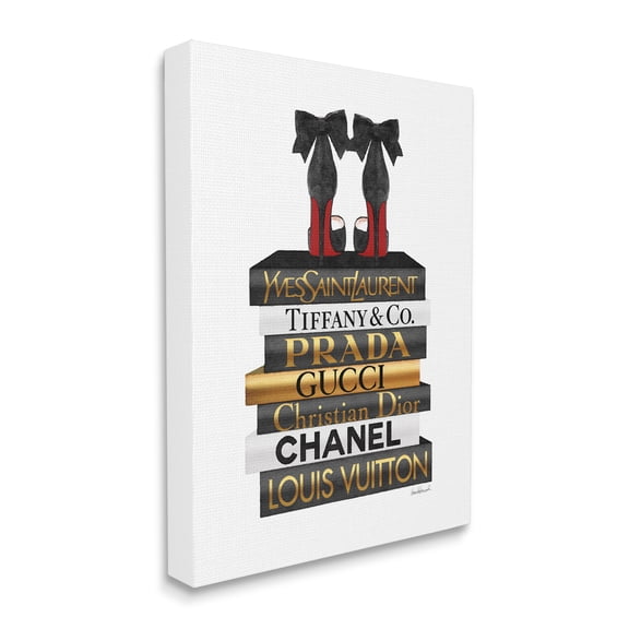 Stupell Industries Red Bottom Heels Glam Fashion Bookstack Beauty & Fashion Painting Gallery Wrapped Canvas Print Wall Art, 24 x 30
