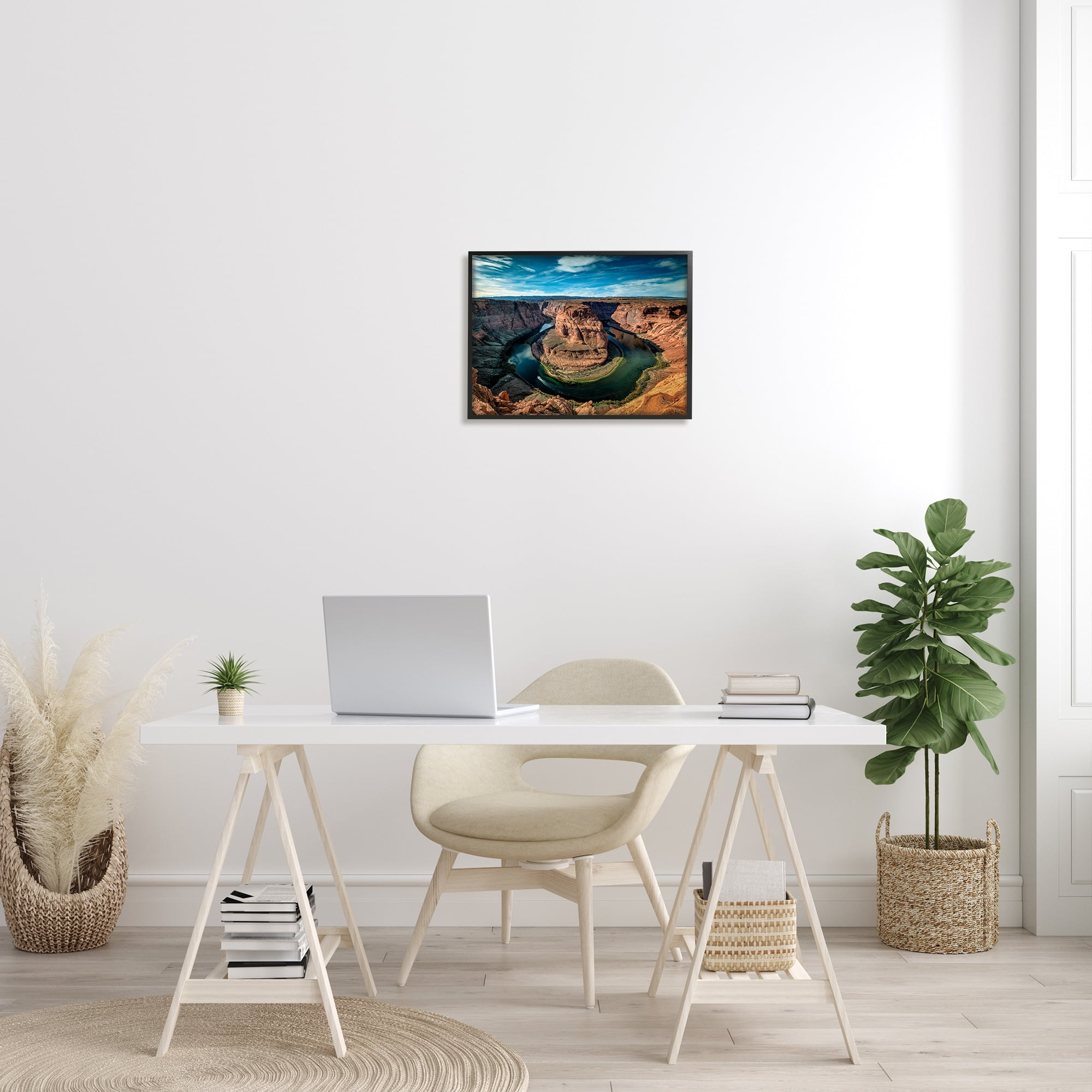 Stupell Industries Red Canyon Mesa Cliffs Surrounding River Water Photograph Black Framed Art Print Wall Art, Design by Andy Crawford Photography