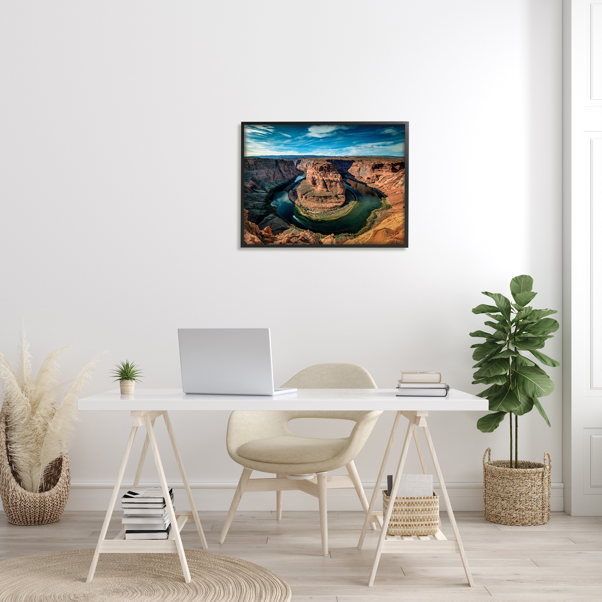 Stupell Industries Red Canyon Mesa Cliffs Surrounding River Water Photograph Black Framed Art Print Wall Art, Design by Andy Crawford Photography