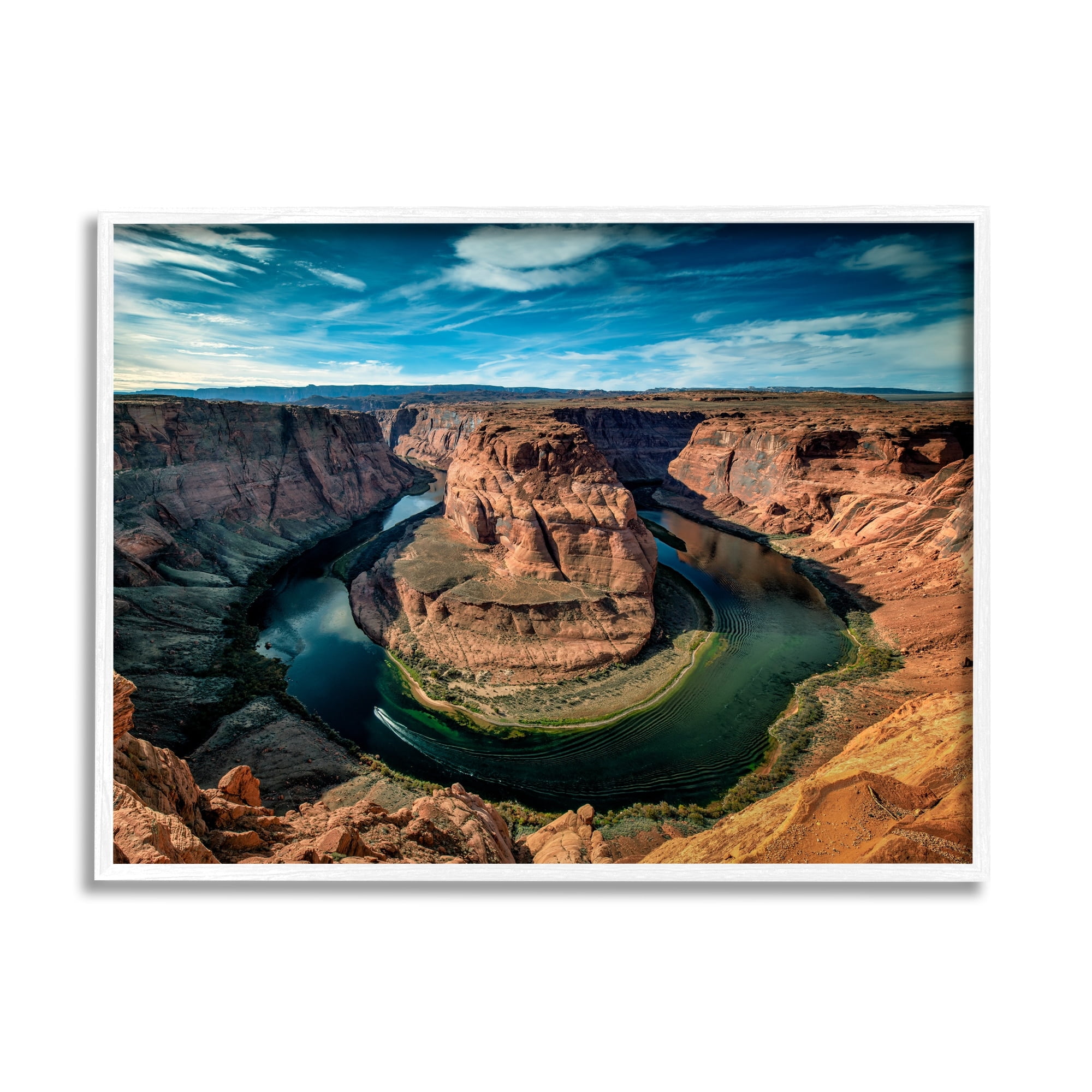 Stupell Industries Red Canyon Mesa Cliffs Surrounding River Water Photograph White Framed Art Print Wall Art, Design by Andy Crawford Photography