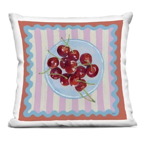 Stupell Industries Red Cherries over Pink Stripes Decorative Printed Throw Pillow, design by Rachael Reese, 18 x 7 x 18