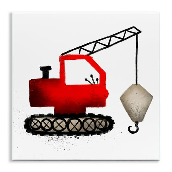 Stupell Industries Red Construction Vehicle Transportation Painting Unframed Art Print Wall Art, 12 x 12