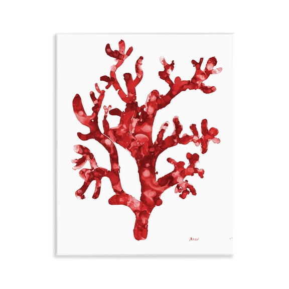 Stupell Industries Red Coral Sprig Nautical & Beach Painting Unframed Art Print Wall Art, 11 x 14