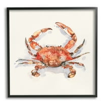 Stupell Industries Red Crab Marine Animal Animals & Insects Painting Black Framed Art Print Wall Art, 12 x 12