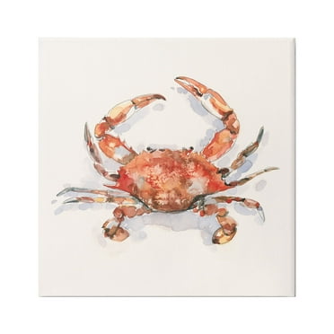 Stupell Industries Red Crab Marine Animal Animals & Insects Painting Gallery Wrapped Canvas Print Wall Art, 17 x 17