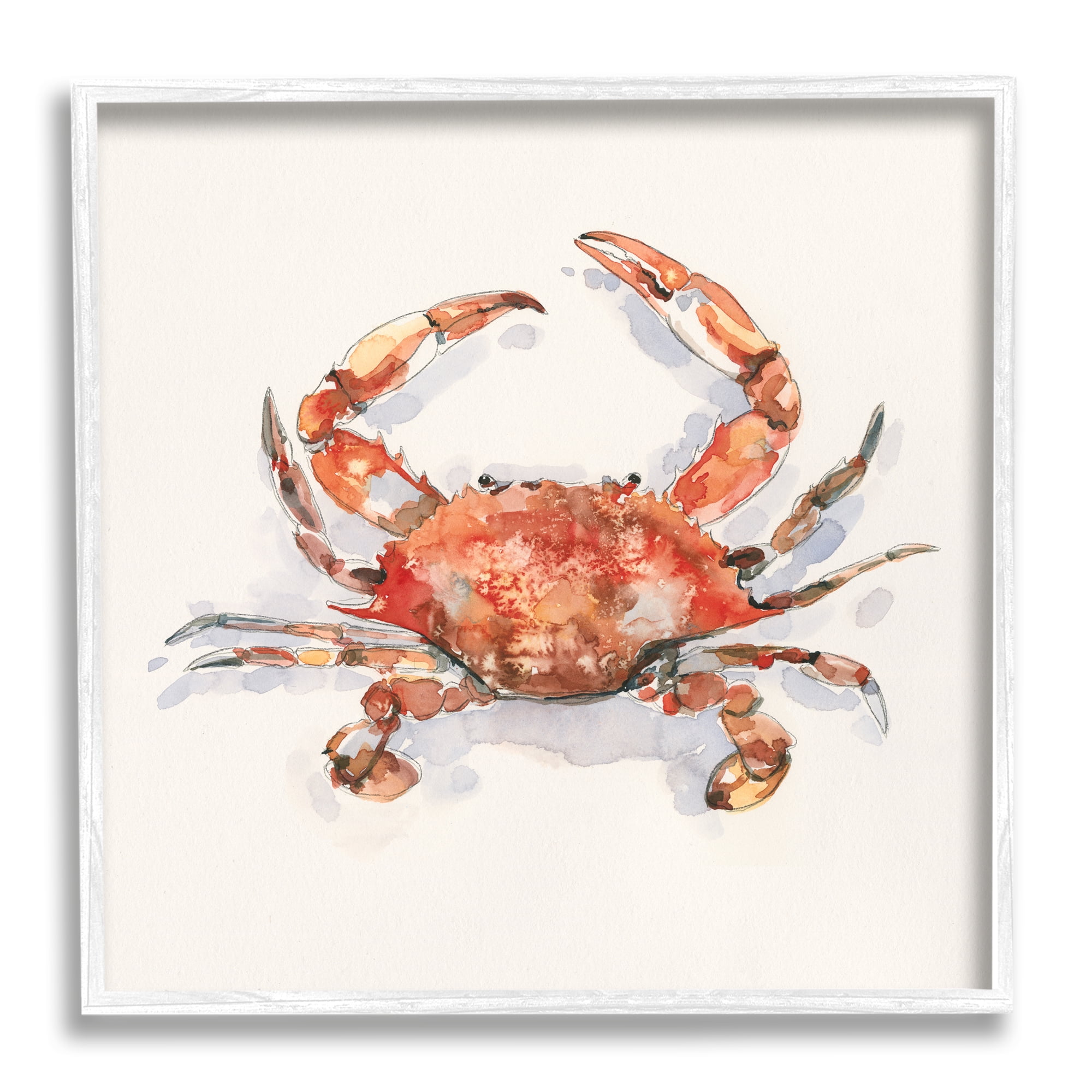 Stupell Industries Red Crab Marine Animal Animals & Insects Painting White Framed Art Print Wall Art, 12 x 12
