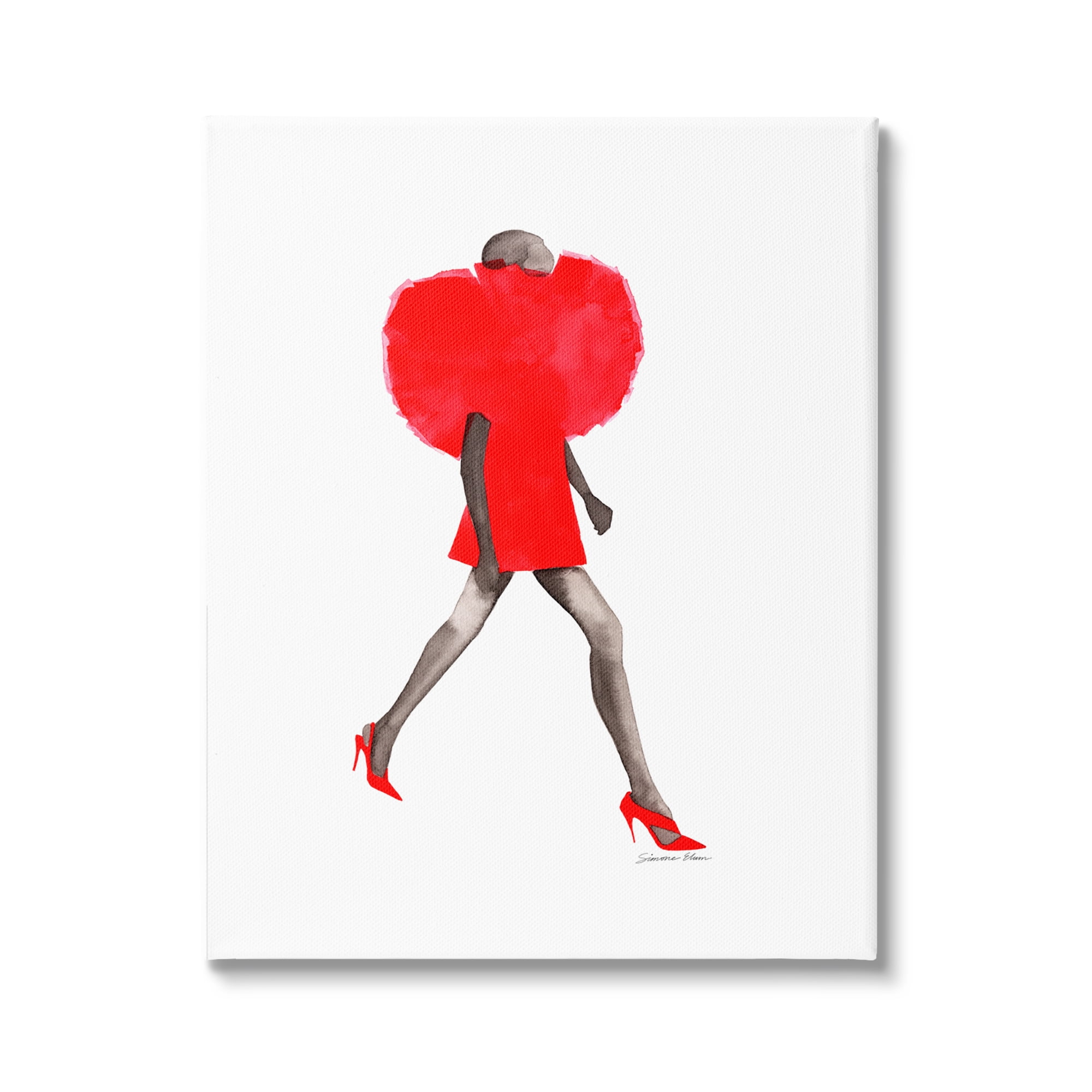 Stupell Industries Red Fashion Pose Beauty & Fashion Painting Gallery Wrapped Canvas Print Wall Art, 24 x 30