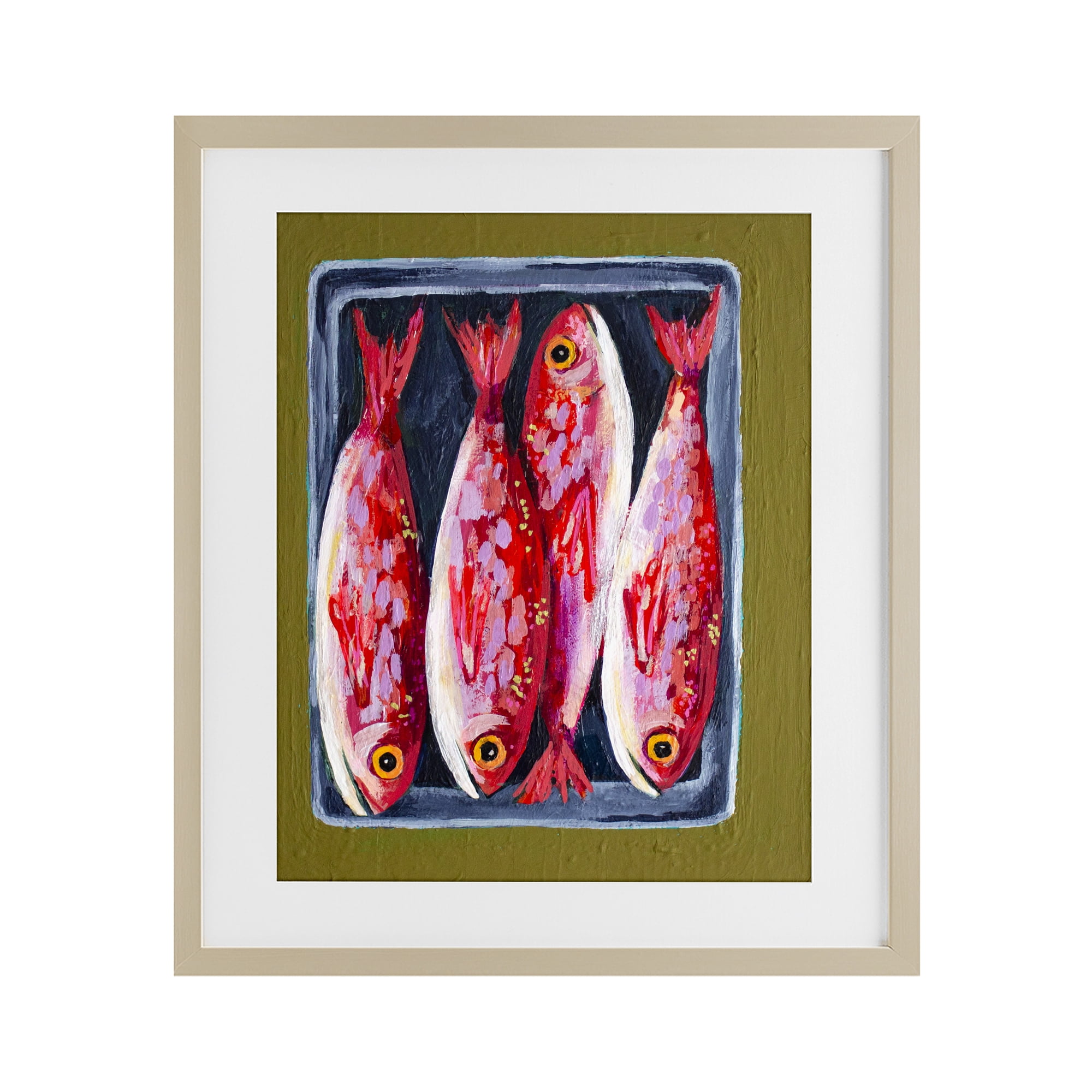 Stupell Industries Red Fish on a Platter Birch Framed Print Under Glass, design by Rachel Nerney