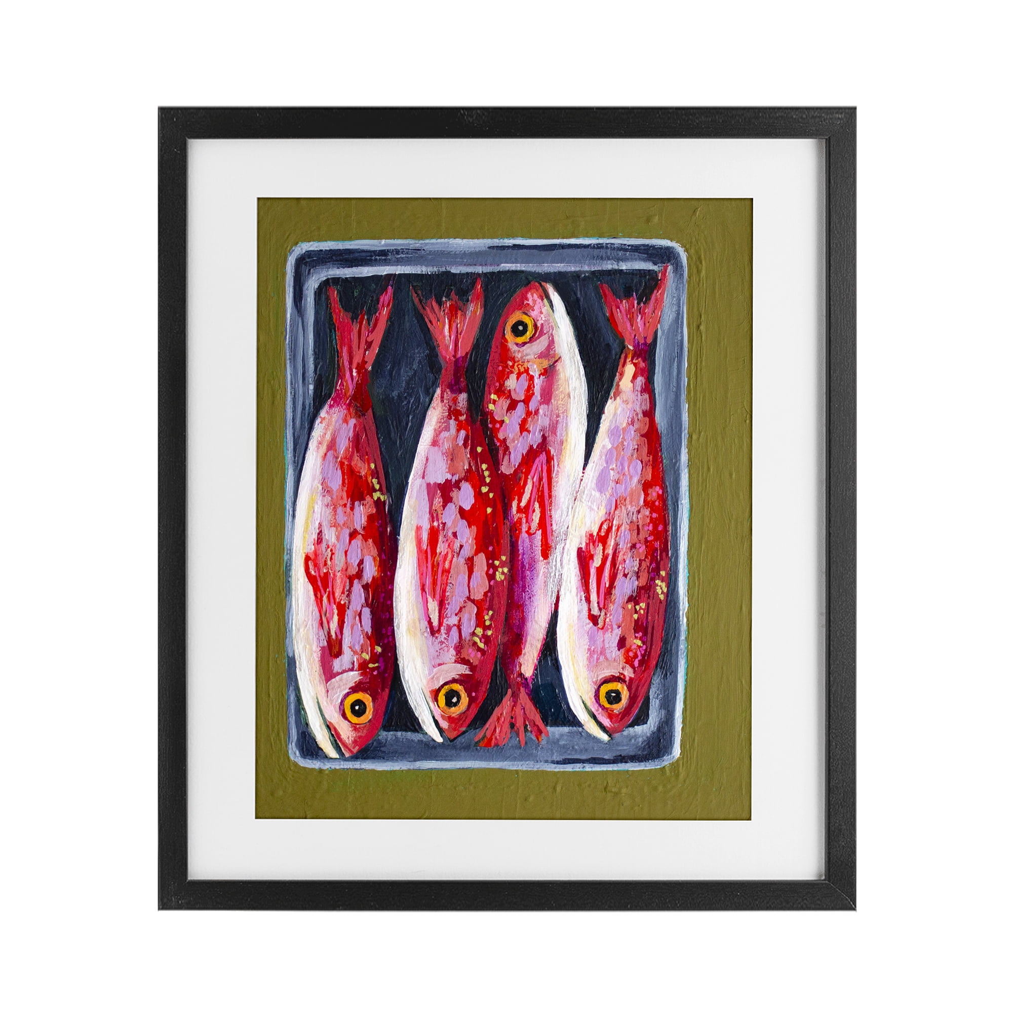 Stupell Industries Red Fish on a Platter Black Framed Print Under Glass, design by Rachel Nerney