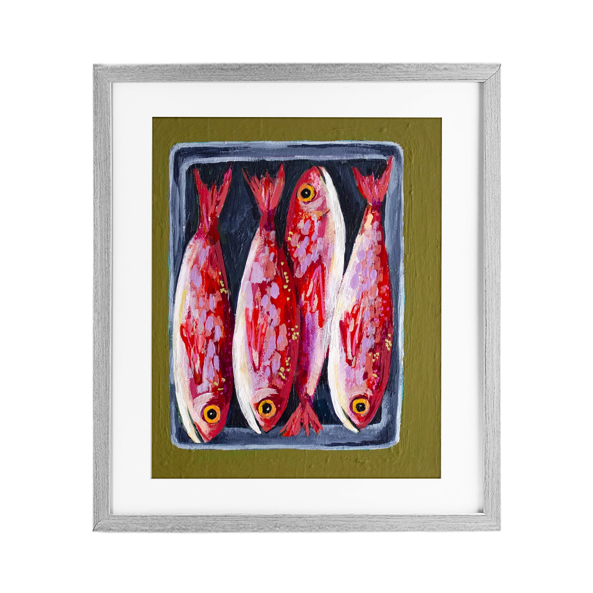 Stupell Industries Red Fish on a Platter Gray Framed Print Under Glass, design by Rachel Nerney