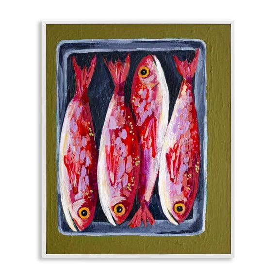 Stupell Industries Contemporary Red Fish on a Platter White Framed Giclee Art, 11 x 14, by Rachel Nerney