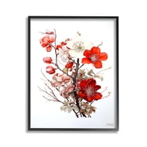 Stupell Industries Red Flower Branches Botanical & Floral Painting Black Framed Art Print Wall Art, 11 x 14