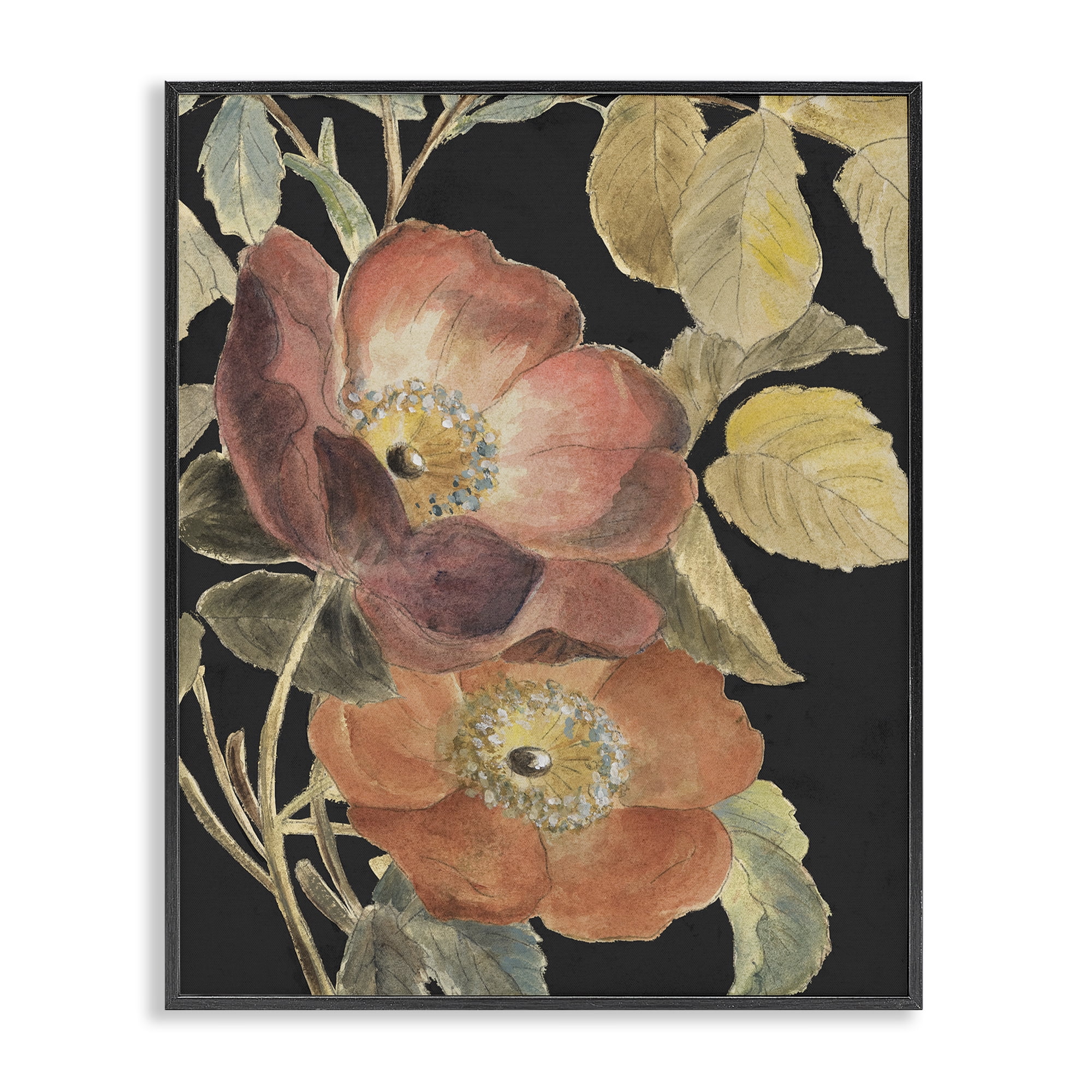 Stupell Industries Red Flower over Black Black Framed Giclee Art, design by Lanie Loreth