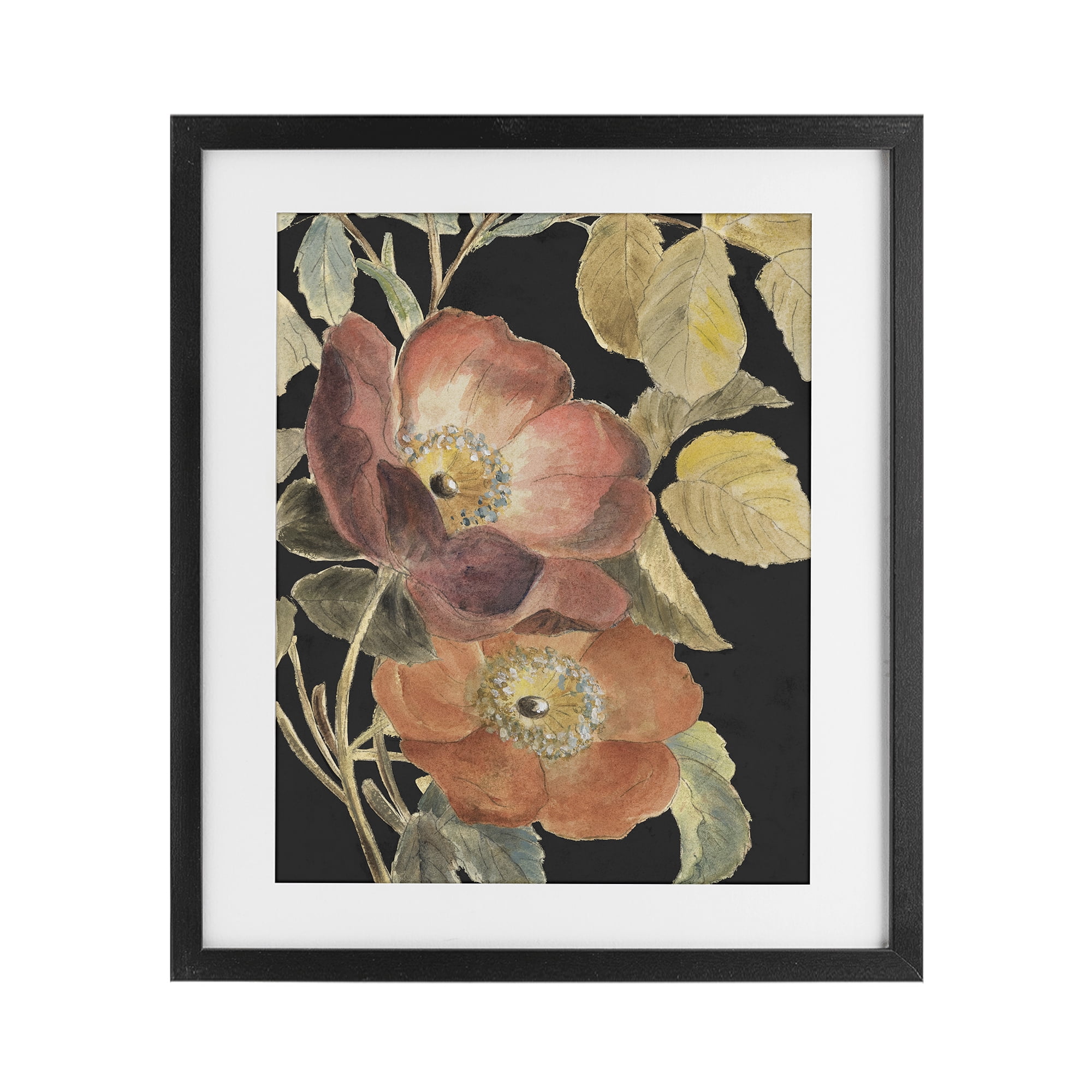 Stupell Industries Red Flower over Black Black Framed Print Under Glass, design by Lanie Loreth