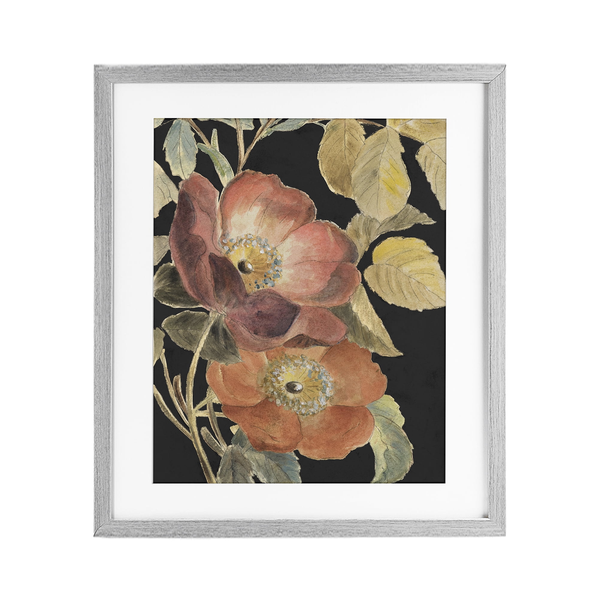 Stupell Industries Red Flower over Black Gray Framed Print Under Glass, design by Lanie Loreth