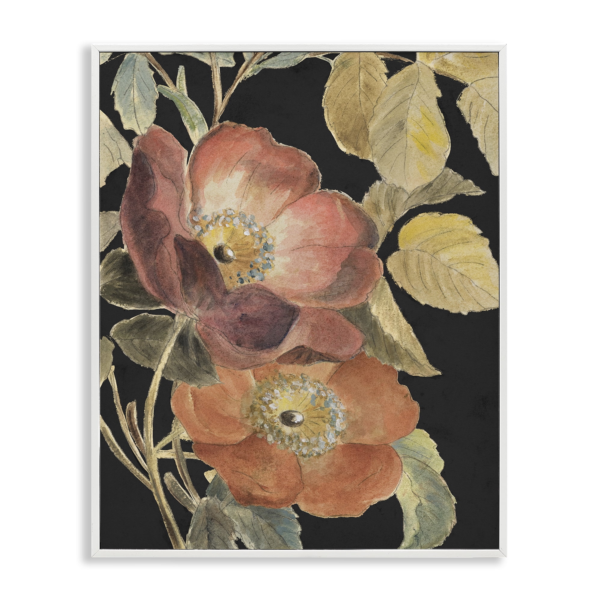 Stupell Industries Red Flower over Black White Framed Giclee Art, design by Lanie Loreth